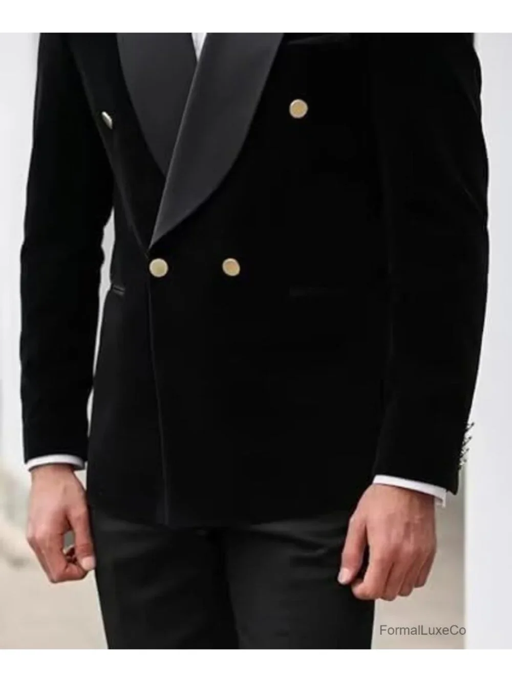 Men's Velvet Tuxedo Jacket Shawl Lapel Double Breasted Blazer Formal Wedding
